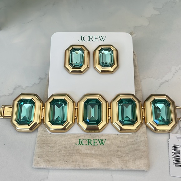 J. Crew Green Crystal Earrings NWT - Picture 16 of 16